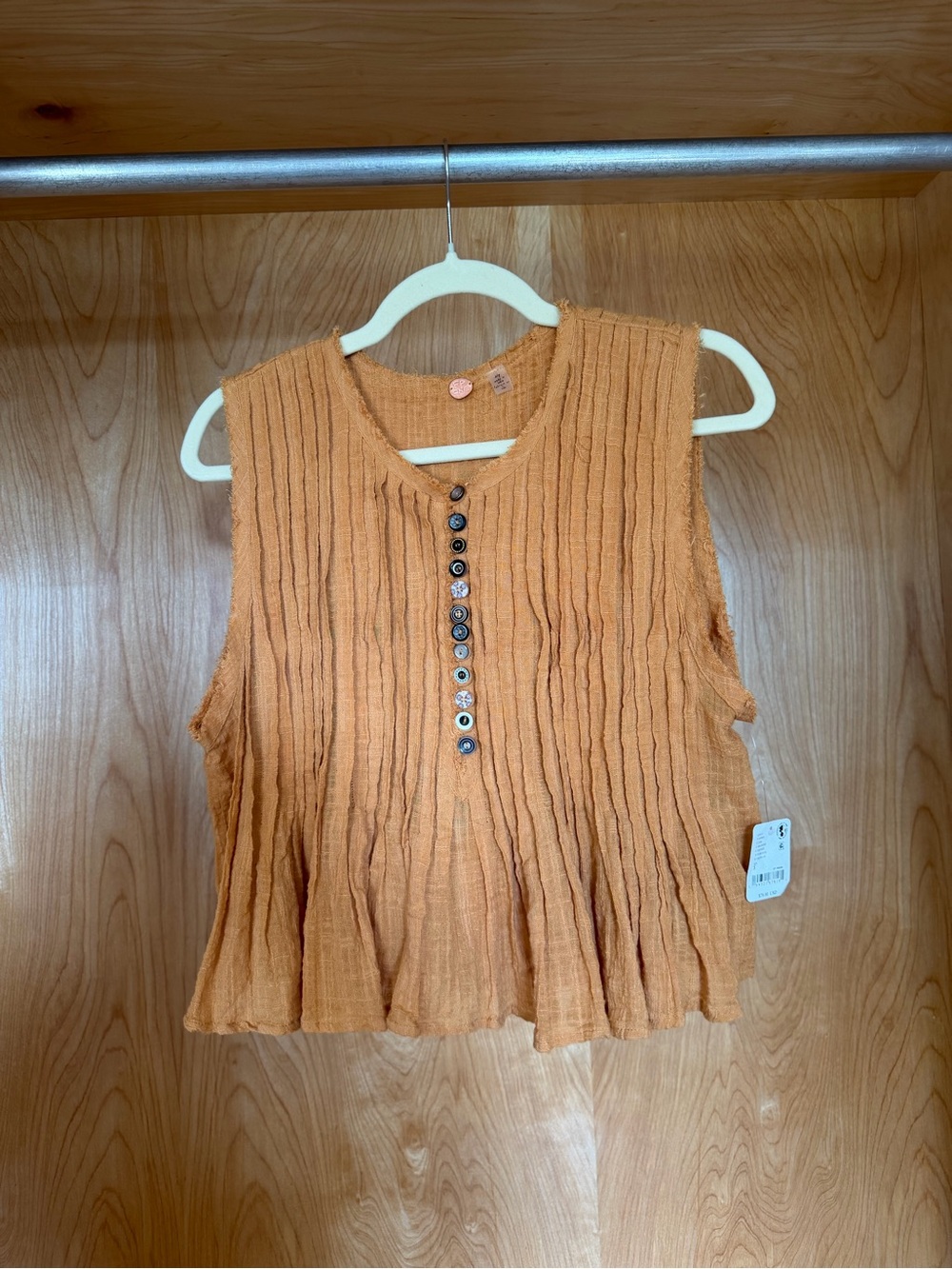 Free People Button-Front Top in Burnt Orange